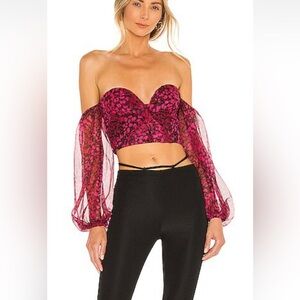 NWT NBD Cara Top in Pink and Black Leopard Print size Large